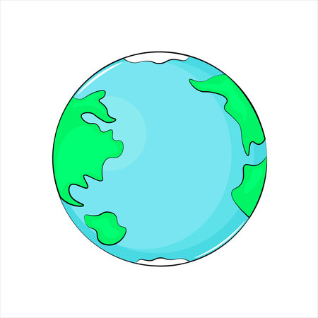 cartoon green planet earth illustrationのイラスト素材