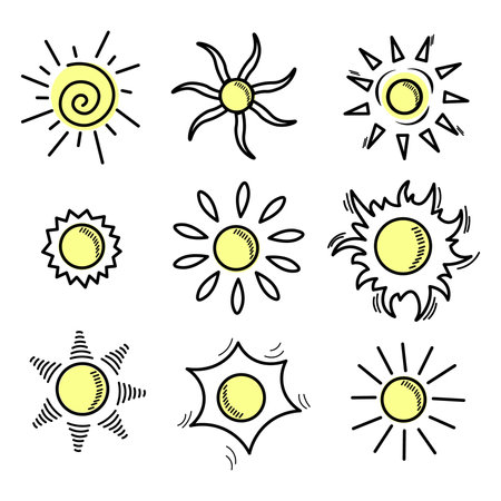 set of different sun iconsの写真素材