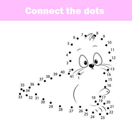 Connect the dots children educational drawing game. Dot to dot by numbers game for kids. Printable worksheet activity for toddlers.のイラスト素材