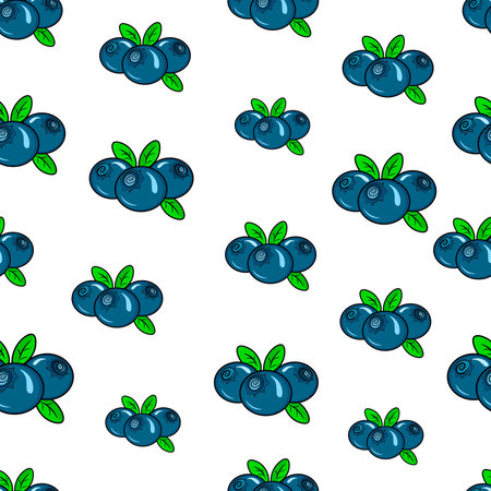 seamless pattern with berries and leavesのイラスト素材