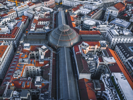 Aerial view of the city of Milan, Lombardy, Italy.の写真素材
