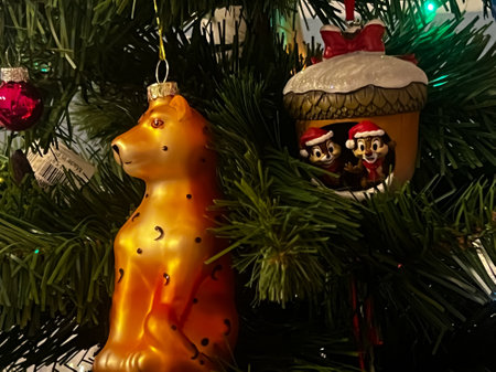 New Years decorations and toys. New Years atmosphere. Close up of Christmas background. Merry Christmas and Happy New Year. Christmas Concept.の写真素材