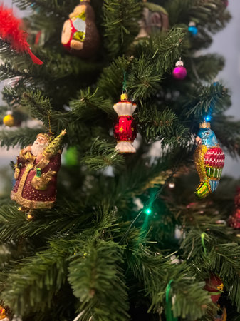 New Years decorations and toys. New Years atmosphere. Close up of Christmas background. Merry Christmas and Happy New Year. Christmas Concept.の写真素材