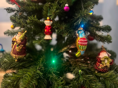 New Years decorations and toys. New Years atmosphere. Close up of Christmas background. Merry Christmas and Happy New Year. Christmas Concept.の写真素材