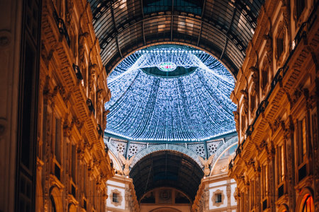 Christmas time in Galleria Vittorio Emanuele II. Milan, Italy.の写真素材