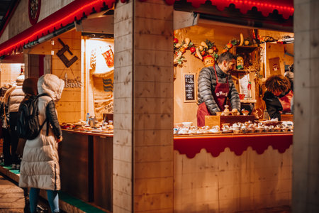 Milan, Italy 12.12.2023. Christmas Market in Piazza Duomo From December 1st, 2023 to January 6th, 2024のeditorial素材