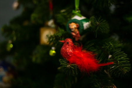 Milan, Italy 18.12.2023. Christmas tree decorated with beautiful glass toys. Christmas conceptのeditorial素材