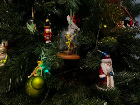 Christmas Concept. New Years decorations and toys. New Years atmosphere. Close up of Christmas...