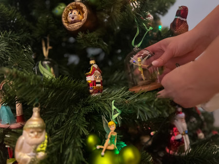 Christmas Concept. New Years decorations and toys. New Years atmosphere. Close up of Christmas background. Merry Christmas and Happy New Year. Milan, Italy 19.12.2023のeditorial素材