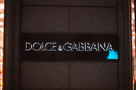 Dolce i Gabbana store at via Monte Napoleone street in Milan, Italy. One of the most luxurious areas in the city, with many famous shops. Luxury and fashion concept. Milan, Italy 2.12.2023のeditorial素材
