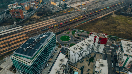 Aerial view Santa Giulia, Milan, Italy 3.01.2023 residential area on the south-eastern outskirts of...