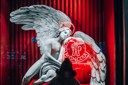 Shopping in Milan. Shop windows in the center of Milan during the Christmas holidays. Italia, Milano...