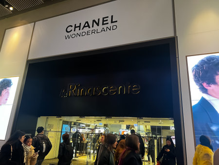 Shopping in Milan at Christmas. Christmas sales in Italian fashion capital. Christmas trip to Milan,...
