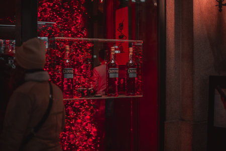 Shopping in Milan. Shop windows in the center of Milan during the Christmas holidays. Italia, Milano...