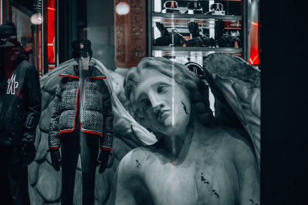Shopping in Milan. Shop windows in the center of Milan during the Christmas holidays. Italia, Milano...