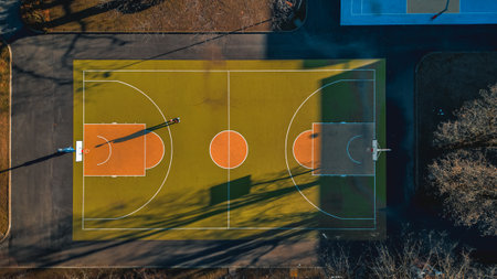Basketball court top down view. The concept of sport and healthy lifestyle.の写真素材
