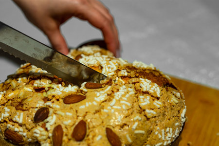 Traditional Italian desserts for Easter - Easter dove. Festive pastries with almonds and sugar...