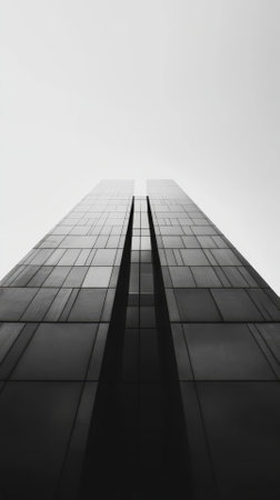 Low angle view of a modern skyscraper in London, UK.の素材