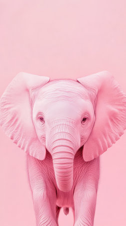 Pink elephant on a pink background. Close-up. Vertical.の素材
