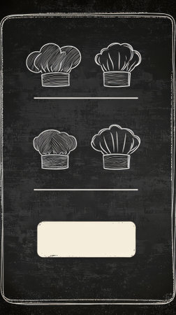 Chef's hat and menu on blackboard. Vector illustration.の素材
