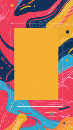 Abstract colorful background with frame for text. Vector illustration in trendy flat styleの素材