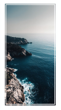 Design for postcard, flyer, brochure, banner. Collage. Sea landscape.の素材