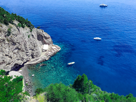 ships and boats in a bay, top viewのeditorial素材