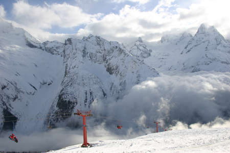 Winter mountains on a sunny day, the resorts of the Caucasusの写真素材