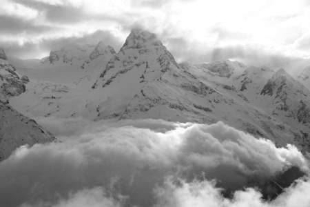 Winter mountains on a sunny day, the resorts of the Caucasus