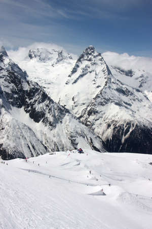 Winter mountains on a sunny day, the resorts of the Caucasusの写真素材