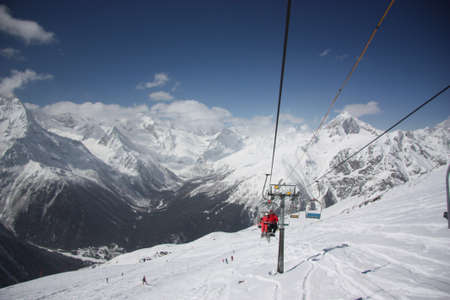 Winter mountains on a sunny day, the resorts of the Caucasusの写真素材