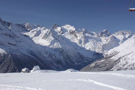 Winter mountains on a sunny day, the resorts of the Caucasusの写真素材