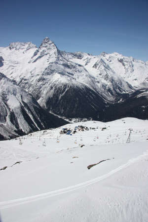 Winter mountains on a sunny day, the resorts of the Caucasusの写真素材