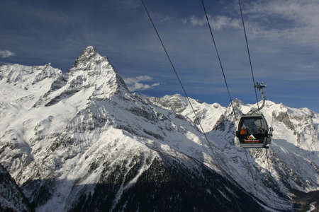 Winter mountains on a sunny day, the resorts of the Caucasusの写真素材
