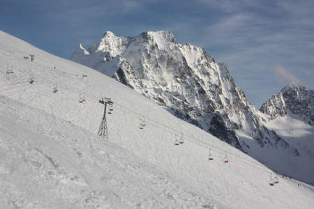 Winter mountains on a sunny day, the resorts of the Caucasusのeditorial素材