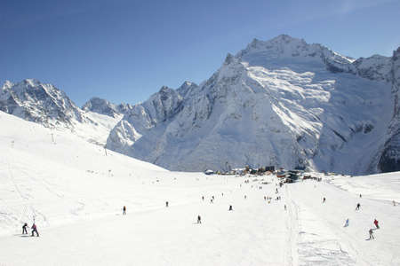 Winter mountains on a sunny day, the resorts of the Caucasusの写真素材