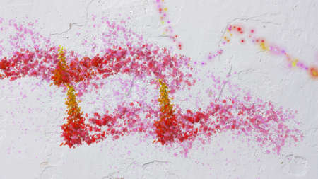 Celebratory background, bright images of particles on a white backgroundの写真素材