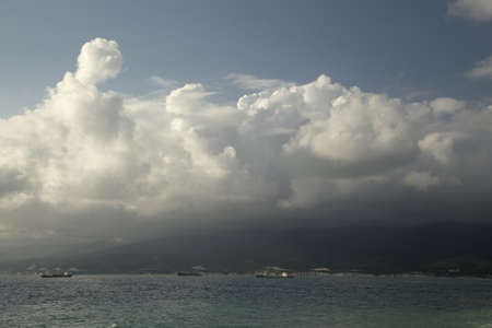 Sea landscape with sky and clouds, the Black Sea coastの写真素材