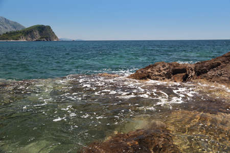 The coastline of the Adriatic. Views of the beaches of the Adriatic sea, Montenegroの写真素材
