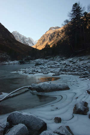 Pure mountain lake, Inspiring wilderness of Alpineの写真素材