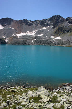 Pure mountain lake, Inspiring wilderness of Alpineの写真素材