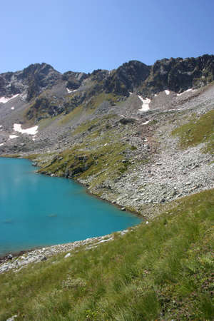 Pure mountain lake, Inspiring wilderness of Alpineの写真素材