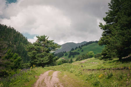 Beautiful valley and peaks in Caucasus mountains, the Main Caucasian ridge. North Caucasusの写真素材