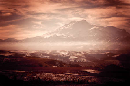 Beautiful valley and peaks in Caucasus mountains, the Main Caucasian ridge. North Caucasusの写真素材