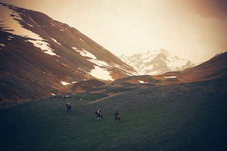 Beautiful valley and peaks in Caucasus mountains, the Main Caucasian ridge. North Caucasusの写真素材
