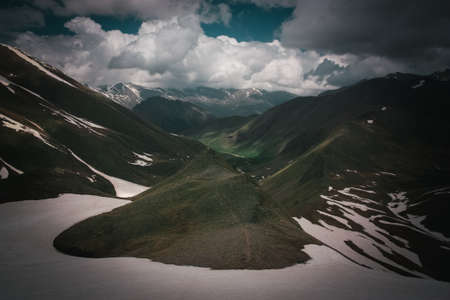 Beautiful valley and peaks in Caucasus mountains, the Main Caucasian ridge. North Caucasusの写真素材
