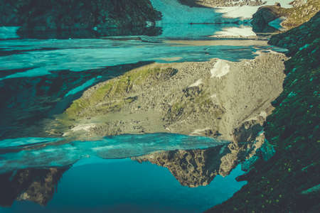 Pure mountain water. Springs, rivers beginning.の写真素材