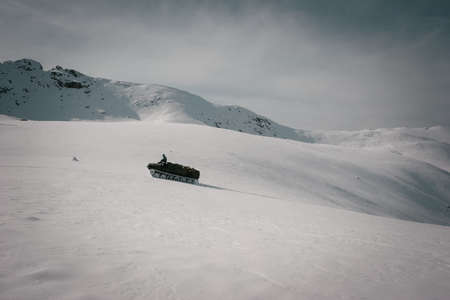 Winter mountains panorama with ski slopes. Caucasusの写真素材
