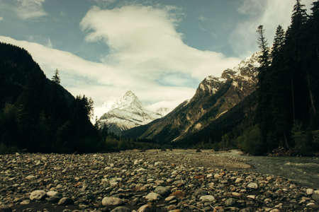 Beautiful valley and peaks in Caucasus mountains, the Main Caucasian ridge. North Caucasusの写真素材