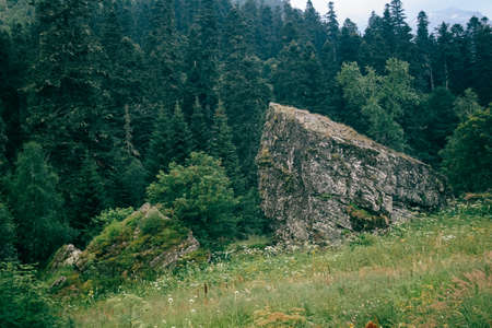 Beautiful valley and peaks in Caucasus mountains, the Main Caucasian ridge. North Caucasusの写真素材